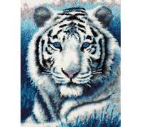 Rug Kits for Adults Latch Hook Pre Printed White Tiger 52X38Cm DIY Crafts Crochet Yarn Handmade Embroidery with Printed Canvas Needlework for Home Decor