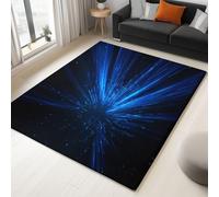 Rug Living Room Black, Non-Slip Underside Area Rugs for Bedroom Anti Slip 140 x 200 cm, Quality Science Fiction Blue Lines Mysterious Printed Flannel Carpet with Durable Edge Binding