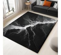 Rug Living Room Black Non-Slip Underside Area Rugs for Bedroom Anti Slip 180 x 240 cm, Quality Hand-Painted Artistic Marble Printed Flannel Carpet with Durable Edge Binding