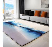 Rug Living Room Blue, Non-Slip Underside Area Rugs for Bedroom Anti Slip 120 x 170 cm, Quality Abstract Spiral Swirls Traditional Artistic Printed Flannel Carpet with Durable Edge Binding