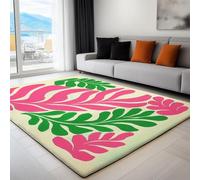 Rug Living Room Light Green, Non-Slip Underside Area Rugs for Bedroom Anti Slip 180 x 240 cm, Quality Minimalist Plants Tropical Leaves Printed Flannel Carpet with Durable Edge Binding
