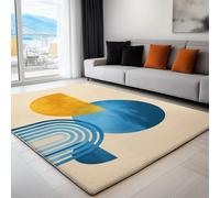 Rug Living Room Yellow, Non-Slip Underside Area Rugs for Bedroom Anti Slip 60 x 120 cm, Quality Abstract Geometric Boho Printed Flannel Carpet with Durable Edge Binding