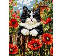 Rug Making Kit For Adults Cat Animals And Flowers Diy Embroidery Cushion Rug，Latch Hook Kits Crochet Carpet Set With Pre-Print For Beginners And Adults Tapestry Kit Small 31x63in