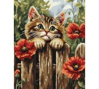Rug Making Kit For Adults Fantasy Cat And Flowers Printed Canvas Tapestry Kits Embroidery Set Diy Crochet Yarn Kit For Beginners Adults Printed Latch Hook Rugs 35x46in