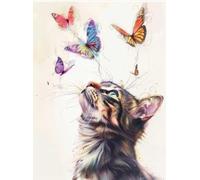 Rug Making Kits for Adults Latch Hook Animal Cat and Colorful Butterfly 21X29In/55X75Cm Crafts Crochet Yarn with Pre-Printed DIY Handmade Embroidery Needlework for Home Decoration