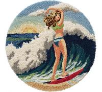 Rug Making Kits Surfers Latch Hook Kit for Beginners，Tapestry Carpet Latchs Set for Adults Self Knotting Set DIY Craft Kits 50x50cm