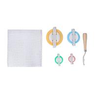 Rug Mesh Fabric Kit,Blank Rug Hooking Mesh Canvas Kit with Wooden Bent Latch Hook Tool Tapestry Canvas DIY Tool for Latch Hook Pillow Tapestry Canvas DIY