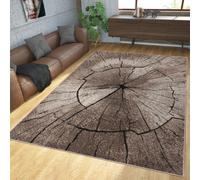 TT Home Rug Modern Elegant With Contour Cut Tree Trunk Natural Design Grey Brown Beige, Size:120x170 cm