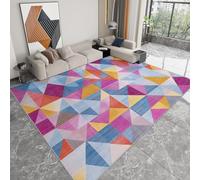 Rug Modern Geometric Patchwork Fabric Non-Slip Washable Soft Non-Shedding, 60 x 110 cm Home Decor small Carpet Reduce Noise Mats, for Bedroom Family Bedside Living Room Bathroom Office Light Purple