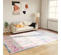 Rug Multicolour Blue Pink 190x300 cm Soft Velvet Polyester Machine Washable PVC