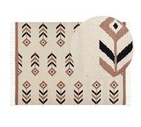 Rug NIAVAN Beige 140 x 200 cm Cotton Kilim