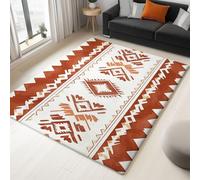 Rug Non-Slip Floor Mats, Washable Home Fast Dry Area Rugs Carpets 60 x 110 cm, Low Pile Soft Ethnic Geometric Pattern Tradition Art Decoration, for Bathroom Bedroom Kitchen Hall Lounge Office