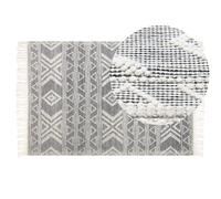 Wool Area Rug 160 x 230 cm White and Black PAZAR