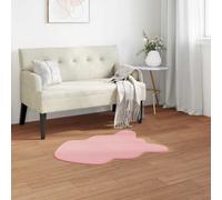 Rug Pink Faux Rabbit Fur Polyester 50x80 cm Rectangular Anti-Slip Cozy WarmFeel