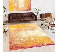 Rug-QJDDUP Area Rugs,Fuchsia, Rose Pink, Bright Yellow, Orange, White, Abstract Pattern, Area Rugs for Living Room Floor Carpet Indoor Home Decor Bedroom,Red Yellow,110 x 160 cm
