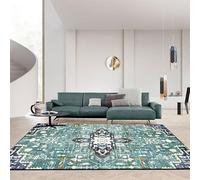 Rug-QJDDUP Area Rugs Large Short Pile, Non-Slip Underside for Bedroom Kitchen Hall Office Dining Room Indoor CarpetVintage Floral Blue-Green, 120 x 160 cm