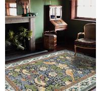 Rug-QJDDUP Area Rugs Large Short Pile, Non-Slip Underside for Bedroom Kitchen Hall Office Dining Room Indoor CarpetVintage Floral Blue and Green, 80 x 120 cm