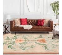 Rug-QJDDUP Area Rugs Large Short Pile, Non-Slip Underside for Bedroom Kitchen Hall Office Dining Room Indoor CarpetDelicate Floral Pink Green, 160 x 230 cm
