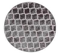 Rug Round 120cm Grey White 100% Polyester Washable Velvet Anti-Slip Mat 4mm pile