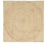 Rug Round 120x120 cm Natural White Jute Modern Machine Washable Indoor Handwoven