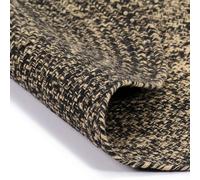Rug Round 240 cm Braided Jute Cotton Black Brown Handmade Rustic Area Rug Decor
