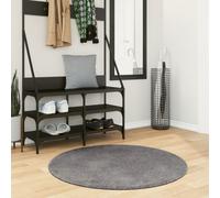 Rug Round Anthracite Polyester Ø100cm Washable Non-Slip Modern Indoor Short Pile