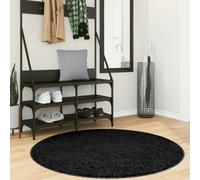 Rug Round Black Ø120 cm 100% Polyester Soft Teddy Pile Modern Living Room HomeXL