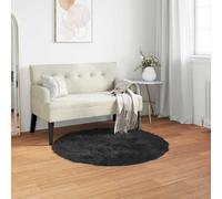 Rug Round Black Polyester Faux Sheepskin Ø120cm Extra Soft Pile Warm Cozy Home