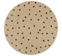 Rug Round Braided Jute Natural/Black Triangle Print 120cm Handmade Boho Area Rug