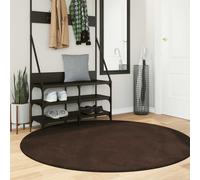 Rug Round Brown 160cm Ø Polyester Medium Pile 16mm Soft Washable NonSlip UFH OK