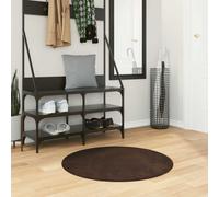 Rug Round Brown Polyester Ø80cm Non-Slip Machine Washable Indoor Mat Ultra Soft+