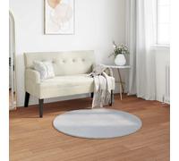 Rug Round Grey Faux Rabbit Fur Ø120cm Polyester Plush Soft Modern Accent Luxury