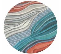 Rug Round Living Room Rugs Abstract 80cm 100cm 120cm 140cm 160cm 180cm 200cm Blue Grey Orange Carpets for Outdoor Bedroom Anti-Slip Backing Carpet-160CM