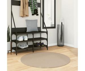 Rug Round Sand Ø100cm Polyester Non-Slip Washable Modern Indoor Accent XL Cozy.