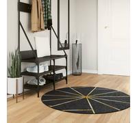 Rug Runner Black Gold Ø120cm Polyester PVC Non-Slip Machine Washable Low-Pile XL