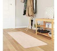 Rug Runner Cream 50x150cm Low Pile Polyester Velvet with Non-Slip PVC Backing XL