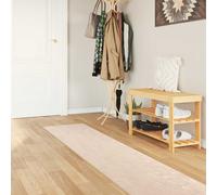 Rug Runner Cream 50x250 cm Polyester Velvet Low Pile Non-Slip PVC Backing Modern