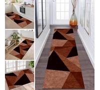 Rug Runner Hallway Kitchen Non-Slip Washable Caramel Colour Black Rug Runner Hallway Kitchen Runner 80 x 370 cm Long Sold by the Metre Kitchen Rug Hallway Rug Living Room Bedroom Living Room Dirt