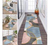 Rug Runner Hallway Kitchen Non-Slip Washable Rug Runner Long 120 x 200 cm Pink Blue Grey Gold Modern Design Sold by the Metre Corridor Carpet Dining Room Bedroom Living Room Dirt Trapper Mat Kitchen