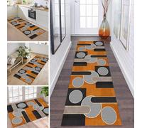 Rug Runner Hallway Kitchen Non-Slip Washable Rug Runner Long 3D Orange Grey 70 x 300 cm Modern Design Sold by the Metre Corridor Carpet Dining Room Bedroom Living Room Dirt Trapper Mat Kitchen Rug