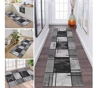Rug Runner Hallway Kitchen Non-Slip Washable Rug Runner Long 50 x 120 cm Grey Black Modern Design Sold by the Metre Corridor Carpet Dining Room Bedroom Living Room Dirt Trapper Mat Kitchen Rug