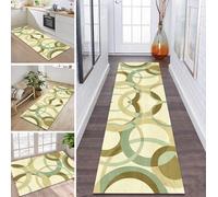 Rug Runner Hallway Kitchen Non-Slip Washable Rug Runner Long Beige Light Brown Green Modern Design Sold by the Metre 40 x 240 cm Corridor Carpet Dining Room Bedroom Living Room Dirt Trapper Mat