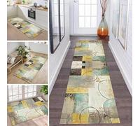 Rug Runner Hallway Kitchen Non-Slip Washable Rug Runner Long Vintage Geometry 120 x 180 cm Modern Design Sold by the Metre Corridor Carpet Dining Room Bedroom Living Room Dirt Trapper Mat Kitchen Rug