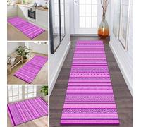 Rug Runner Hallway Non-Slip 50 x 280 cm Pink Purple Morocco Kitchen Rug Washable Hallway Runner Modern Carpet Runner for Hallway, Kitchen, Entrance, Living Room Dirt Trapper Rug