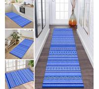Rug Runner Hallway Non-Slip 60 x 250 cm Dark Blue Morocco Kitchen Rug Washable Hallway Runner Modern Carpet Runner for Hallway, Kitchen, Entrance, Living Room Dirt Trapper Rug