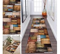 Rug Runner Hallway Non-Slip 70 x 110 cm Corridor Rug Runner Washable Modern Wooden Board Pattern Geometry Kitchen Bedroom Living Room Runner Rug Width 40 cm 50 cm 60 cm 70 cm 80 cm 90 cm 100 cm