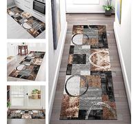 Rug Runner Kitchen non slip Carpet Runners Hallway 110X240CM Grey Black Brown Doormat Indoor Long Runner Rug for Hallways Living Room Bedroom Anti-Slip Corridor Carpets Entryway Floor Mat by meter
