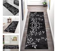 Rug Runner Kitchen non slip Carpet Runners Hallway 40X150CM Black Dark Grey Doormat Indoor Long Runner Rug for Hallways Living Room Bedroom Anti-Slip Corridor Carpets Entryway Floor Mat by meter