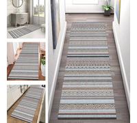 Rug Runner Kitchen non slip Carpet Runners Hallway 40X200CM Blue Grey Brown Doormat Indoor Long Runner Rug for Hallways Living Room Bedroom Anti-Slip Corridor Carpets Entryway Floor Mat by meter