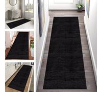 Rug Runner Kitchen non slip Carpet Runners Hallway 50X150CM Black Dark Grey Doormat Indoor Long Runner Rug for Hallways Living Room Bedroom Anti-Slip Corridor Carpets Entryway Floor Mat by meter